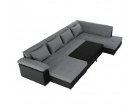 Rohová sedačka U s rozkladom Lemon P - čierna / svetlosivá