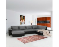 Rohová sedačka U s rozkladom Lemon P - čierna / svetlosivá