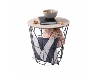 Okrúhly príručný stolík s úložným priestorom Nancer Typ 1 - prírodná / čierna