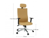 Kancelárska stolička s podrúčkami Timi Plus HD - svetlohnedá / chróm