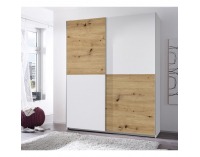 Šatníková skriňa s posuvnými dverami Tiner - dub artisan / biela