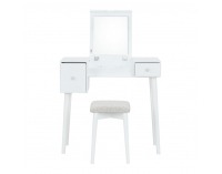 Toaletný stolík s taburetkou Marvel - biela / hnedá