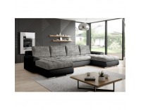 Rohová sedačka U s rozkladom Tolita U Uni L/P - čierna / sivý melír