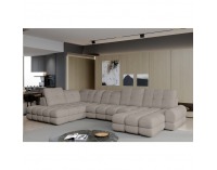 Rohová sedačka U s rozkladom a úložným priestorom Tollo XL Roh L - béžovosivá (taupe)