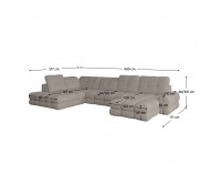 Rohová sedačka U s rozkladom a úložným priestorom Tollo XL Roh L - béžovosivá (taupe)
