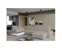 Rohová sedačka U s rozkladom a úložným priestorom Tollo XL Roh L - béžovosivá (taupe)