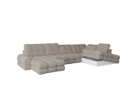 Rohová sedačka U s rozkladom a úložným priestorom Tollo XL Roh P - béžovosivá (taupe)
