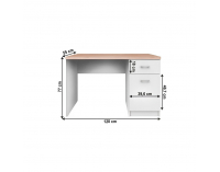 PC stolík Topty Typ 9 1D1S/120 - biela / dub sonoma