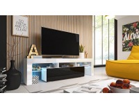 TV stolík Toro 158 - biela / biely lesk / čierny lesk