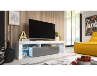 TV stolík Toro 158 - biela / biely lesk / sivý lesk