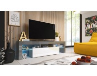 TV stolík Toro 158 - sivá / sivý lesk / biely lesk