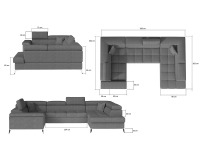 Rohová sedačka U s rozkladom a úložným priestorom Torres U L - tmavohnedá