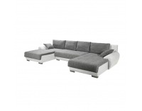 Rohová sedačka U s rozkladom a úložným priestorom Trendy L/P - biela / sivá