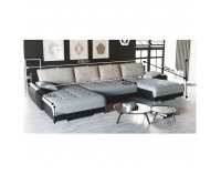 Rohová sedačka U s rozkladom a úložným priestorom Trendy L/P - čierna / sivá melírovaná