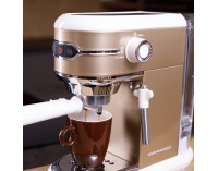 Pákový kávovar Trevor - zlatá / biela / strieborná