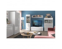 Trojdverová komoda so zásuvkami Jolk 3D3S - biela / biely lesk