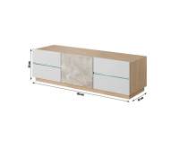 TV stolík Laguna 135 - dub jantár / biely mat / betón