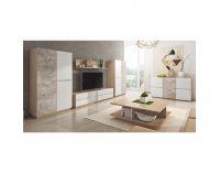 TV stolík Laguna 135 - dub jantár / biely mat / betón