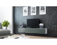 TV stolík na stenu Vigo 180 - biela / sivý lesk
