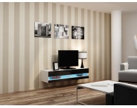 TV stolík na stenu Vigo New 140 - biela / čierny lesk