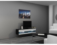 TV stolík na stenu Vigo New 140 - čierna / biely lesk