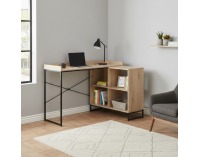 Rohový PC stolík Ulostol - dub / čierna