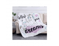 Obojstranná baránková deka Unikorn 127x152 cm - biela / vzor jednorožec
