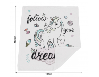 Obojstranná baránková deka Unikorn 127x152 cm - biela / vzor jednorožec