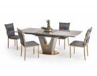 Rozkladací jedálenský stôl Valentino - svetlosivá / zlatá