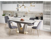 Rozkladací jedálenský stôl Valentino - svetlosivá / zlatá