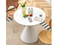 Okrúhly jedálenský stôl Valer 80 - svetlý mramor / biela