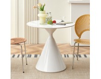 Okrúhly jedálenský stôl Valer 80 - svetlý mramor / biela