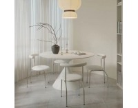 Okrúhly jedálenský stôl Valer Typ 2 100 - svetlý mramor / biela