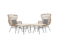 Záhradný set z umelého ratanu Vasal - čierna / prírodná / béžová / čierno-biely pásik