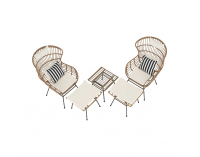 Záhradný set z umelého ratanu Vasal - čierna / prírodná / béžová / čierno-biely pásik