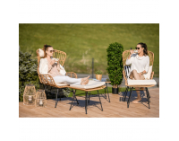 Záhradný set z umelého ratanu Vasal - čierna / prírodná / béžová / čierno-biely pásik