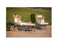 Záhradný set z umelého ratanu Vasal - čierna / prírodná / béžová / čierno-biely pásik