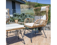 Záhradný set z umelého ratanu Vasal - čierna / prírodná / béžová / čierno-biely pásik