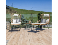 Záhradný set z umelého ratanu Vasal - čierna / prírodná / béžová / čierno-biely pásik