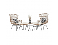 Záhradný set z umelého ratanu Vasal - čierna / prírodná / béžová / čierno-biely pásik