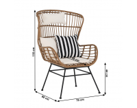 Záhradný set z umelého ratanu Vasal - čierna / prírodná / béžová / čierno-biely pásik