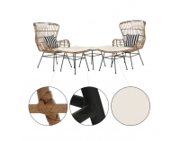 Záhradný set z umelého ratanu Vasal - čierna / prírodná / béžová / čierno-biely pásik