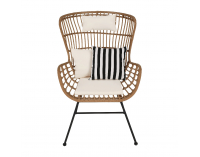 Záhradný set z umelého ratanu Vasal - čierna / prírodná / béžová / čierno-biely pásik