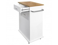 Výklopná skrinka s odpadkovým košom Vasin - biela / dub