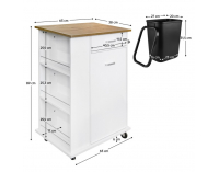 Výklopná skrinka s odpadkovým košom Vasin - biela / dub