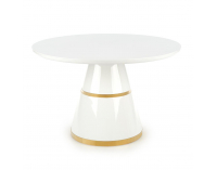 Okrúhly jedálenský stôl Vegas - biely lesk / zlatá