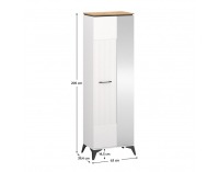 Jednodverová šatníková skriňa so zrkadlom Velis 1D/40 - biela / dub evoke