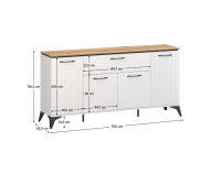 Štvordverová komoda so zásuvkou Velis 4D1S - biela / dub evoke