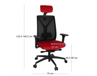 Kancelárska stolička s podrúčkami Velito BS HD - červená / čierna
