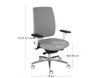 Kancelárska stolička s podrúčkami Velito WT - sivá (Medley 05) / biela / chróm